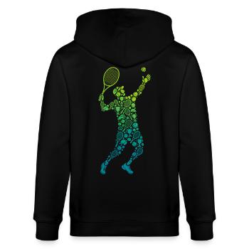 Tennis Tennisspielerin Mann - Stanley/Stella Unisex Bio-Kapuzenjacke CULTIVATOR  - Schwarz - Hinten - Anna (173cm)