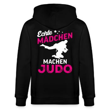 echte mädchen machen judo - Stanley/Stella Unisex Bio-Kapuzenjacke CULTIVATOR  - Schwarz - Hinten - Anna (173cm)