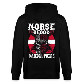 Dänemark: Nordisches Blut - Dänischer Stolz - Stanley/Stella Unisex Bio-Kapuzenjacke CULTIVATOR  - Schwarz - Hinten - Anna (173cm)