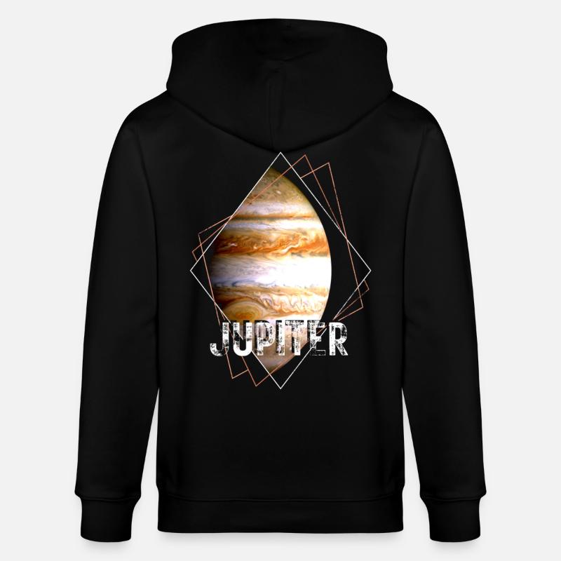 Jupiter Planet Solar System - Stanley/Stella CULTIVATOR  Unisex Organic Hooded Jacket - black