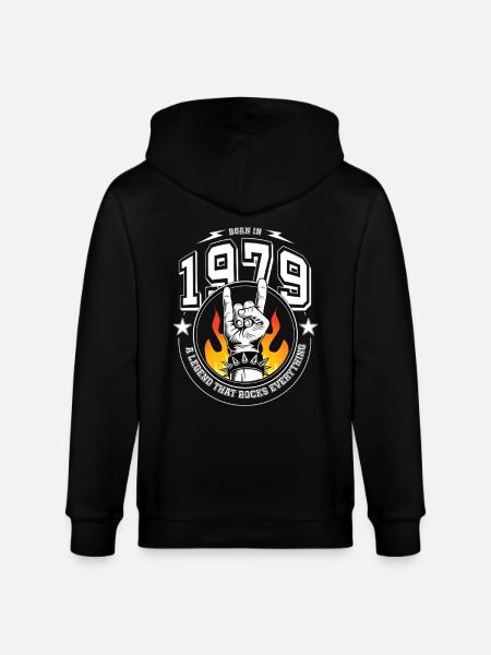 1979 Birthday, rocks everything - Stanley/Stella CULTIVATOR  Unisex Organic Hooded Jacket - black