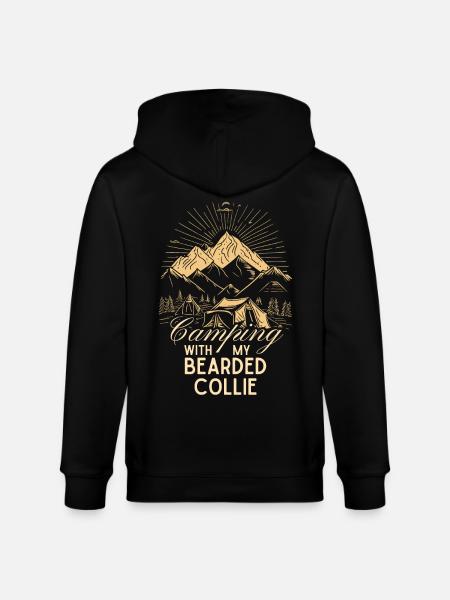 Bearded Collie Camping - Stanley/Stella CULTIVATOR  Unisex Organic Hooded Jacket - black