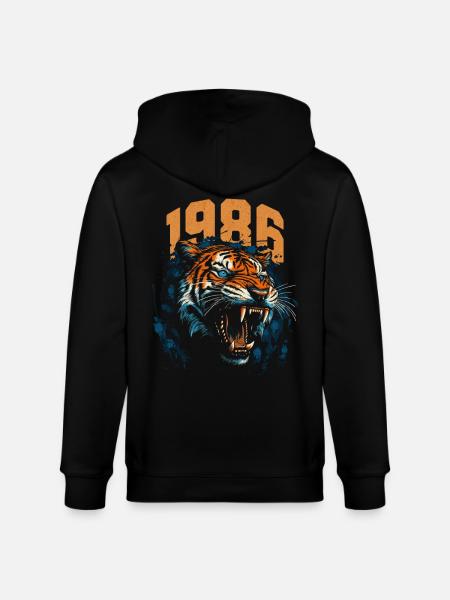1986 - Year of the Tiger - Chinese Zodiac - Stanley/Stella CULTIVATOR  Unisex Organic Hooded Jacket - black