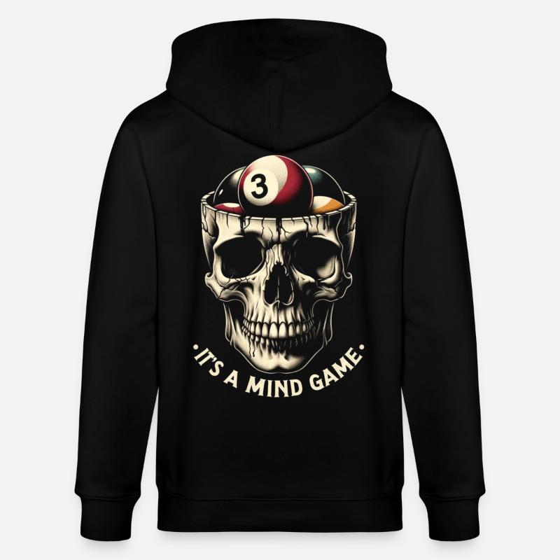 Billard Poolbillard Snooker Schädel - Stanley/Stella Unisex Bio-Kapuzenjacke CULTIVATOR  - Schwarz