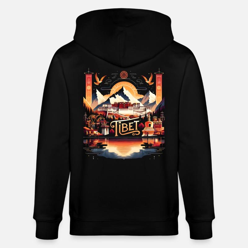 Tibet Lhassa Temple bouddhiste - Veste à capuche bio CULTIVATOR Stanley/Stella Unisexe - noir