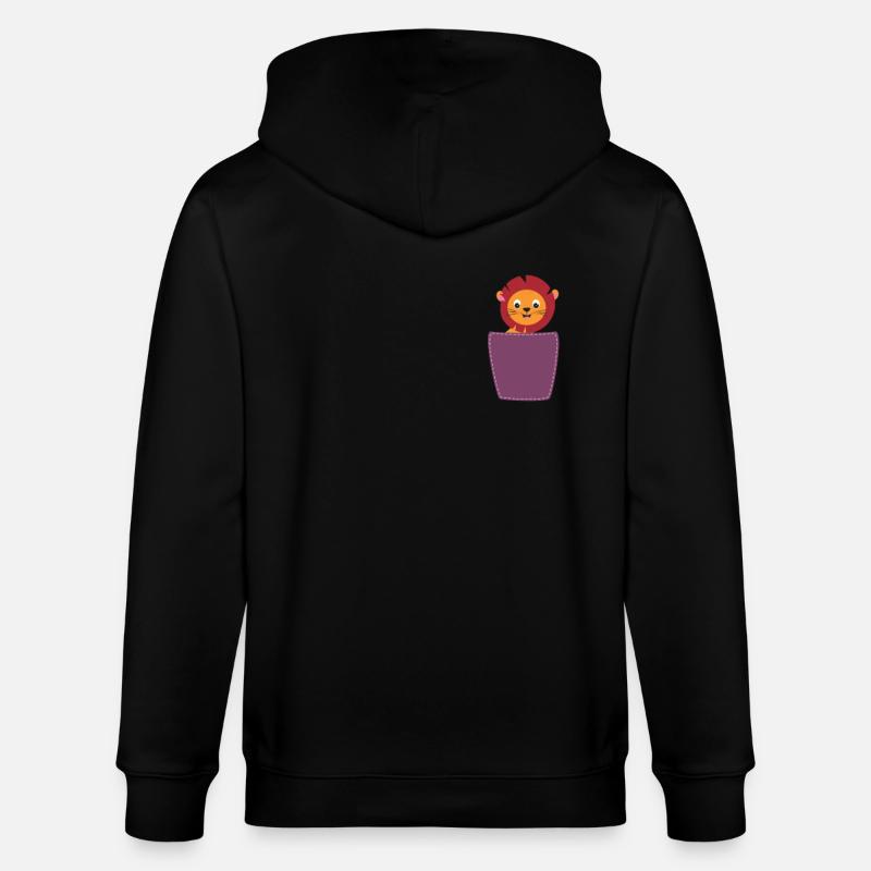 Löwe in der Brusttasche Katze - Stanley/Stella Unisex Bio-Kapuzenjacke CULTIVATOR  - Schwarz
