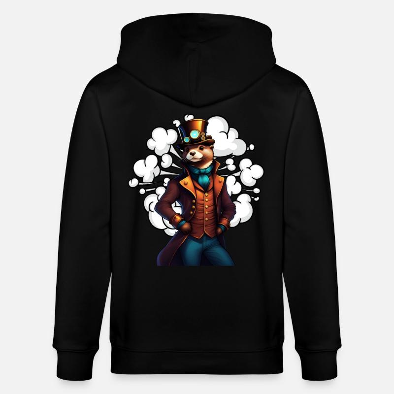 Erfindergeist Otter Steampunk Technikotter - Stanley/Stella Unisex Bio-Kapuzenjacke CULTIVATOR  - Schwarz