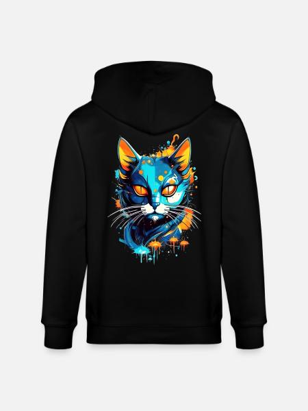 Bunte Weltraumkatze - Stanley/Stella Unisex Bio-Kapuzenjacke CULTIVATOR  - Schwarz
