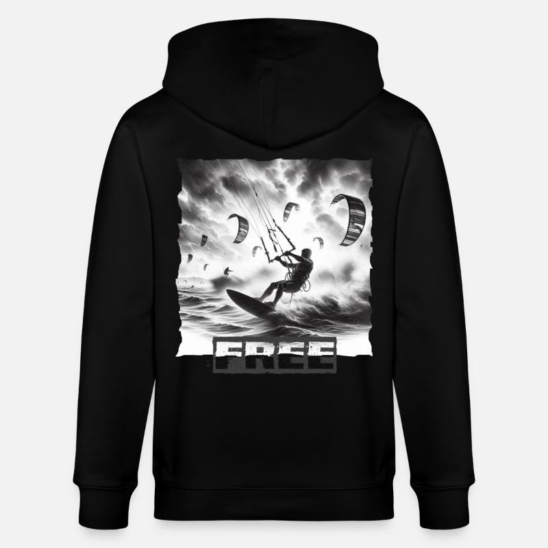 Kitesurfing - Stanley/Stella Unisex Bio-Kapuzenjacke CULTIVATOR  - Schwarz