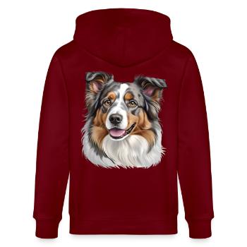 Tête de berger australien - Veste à capuche bio CULTIVATOR Stanley/Stella Unisexe - bordeaux - Dos - Anna (173cm)