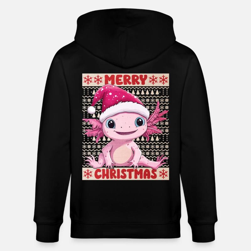 Axolotl Noël laid Noël mignon - Veste à capuche bio CULTIVATOR Stanley/Stella Unisexe - noir