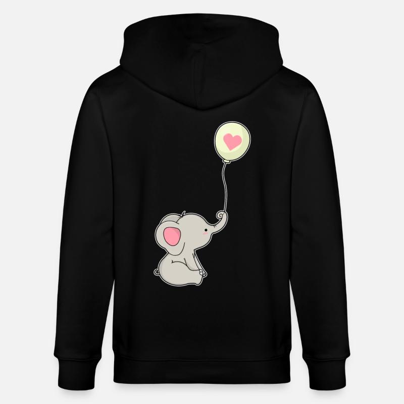 Elefant & Luftballon mit Herz - Stanley/Stella Unisex Bio-Kapuzenjacke CULTIVATOR  - Schwarz