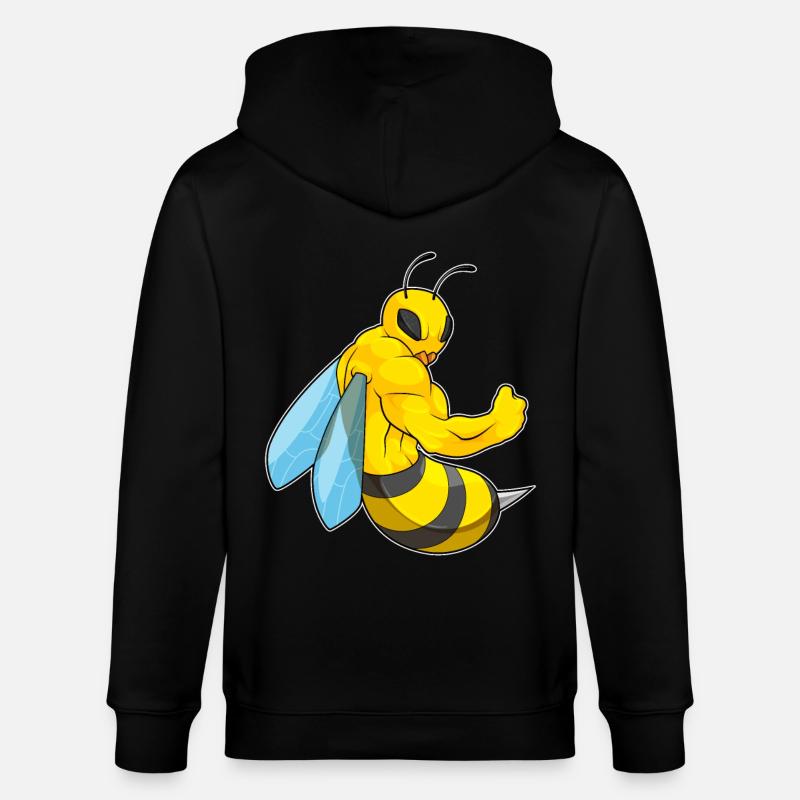 Biene als Bodybuilder - Stanley/Stella Unisex Bio-Kapuzenjacke CULTIVATOR  - Schwarz
