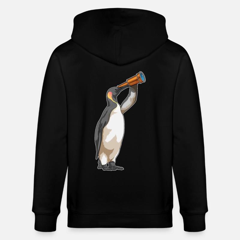 Pingouin avec télescope - Veste à capuche bio CULTIVATOR Stanley/Stella Unisexe - noir