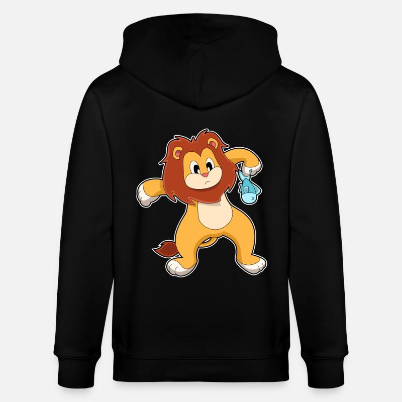 Lion avec du poisson - Veste à capuche bio CULTIVATOR Stanley/Stella Unisexe - noir