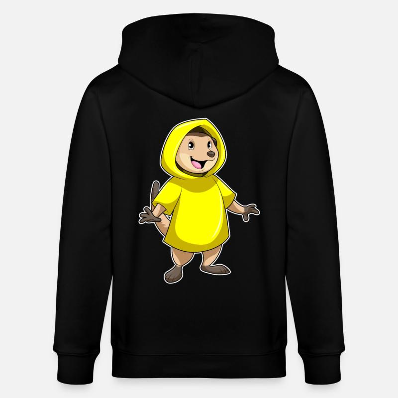 Erdmännchen mit Regenjacke - Stanley/Stella Unisex Bio-Kapuzenjacke CULTIVATOR  - Schwarz