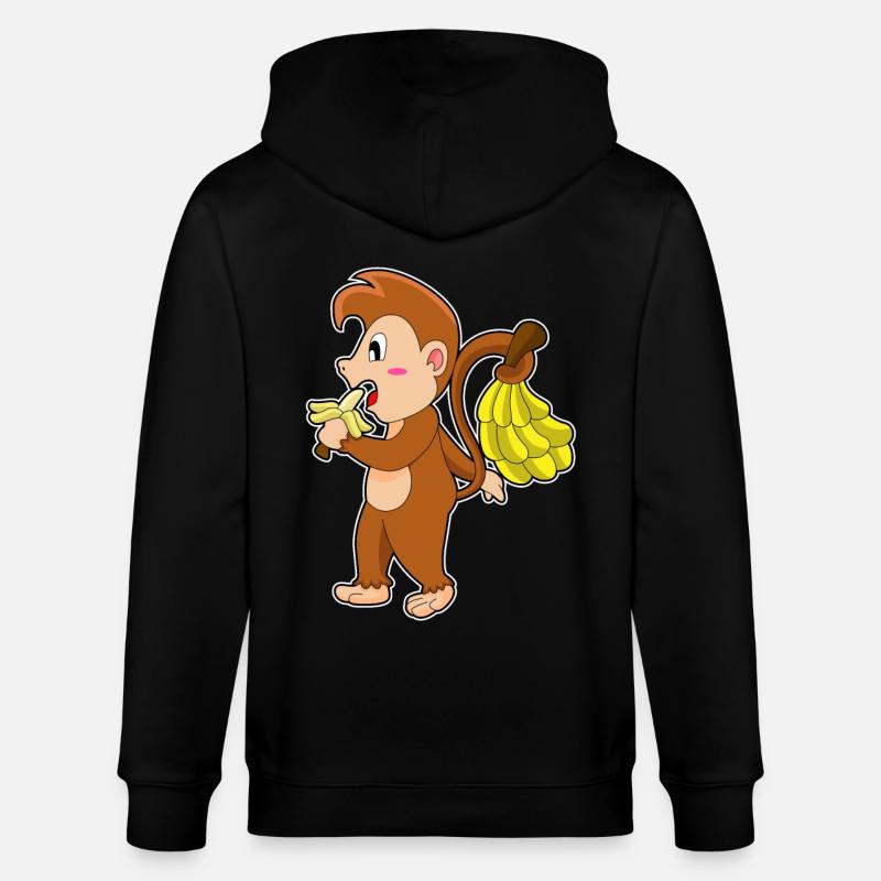 Singe aux bananes - Veste à capuche bio CULTIVATOR Stanley/Stella Unisexe - noir
