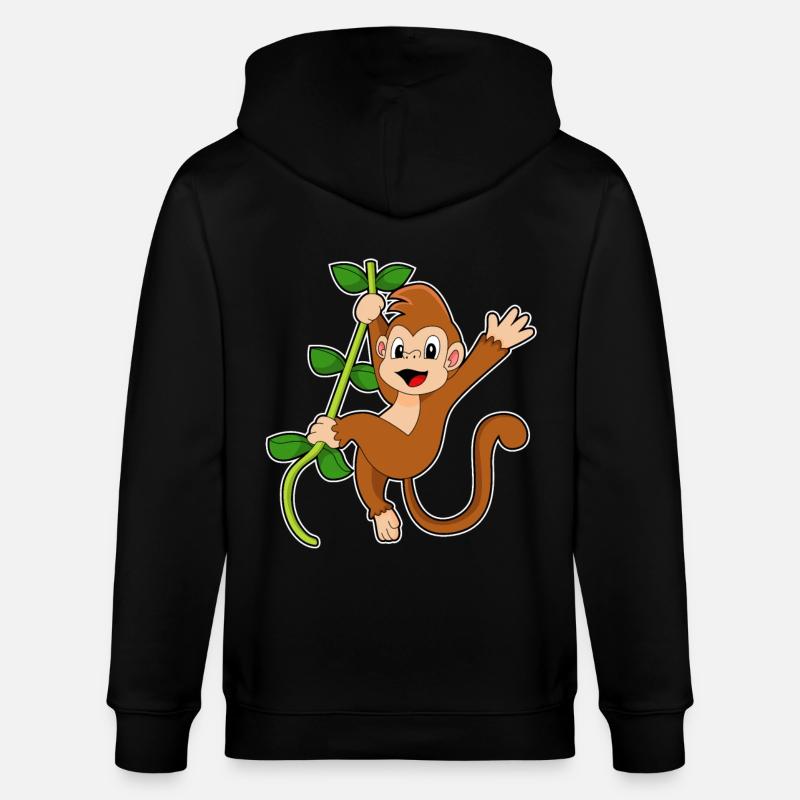 Affe im Urwald - Stanley/Stella Unisex Bio-Kapuzenjacke CULTIVATOR  - Schwarz
