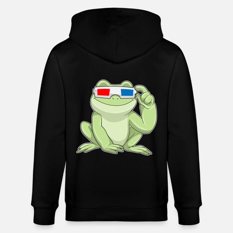 Frosch mit Brille - Stanley/Stella Unisex Bio-Kapuzenjacke CULTIVATOR  - Schwarz