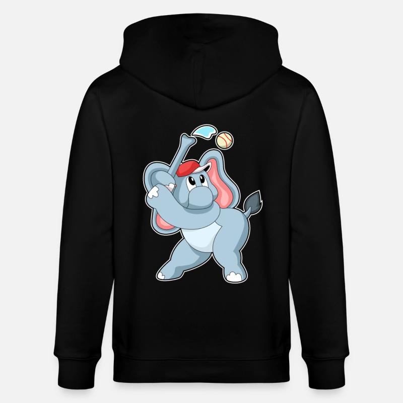 Elefant beim Baseball - Stanley/Stella Unisex Bio-Kapuzenjacke CULTIVATOR  - Schwarz
