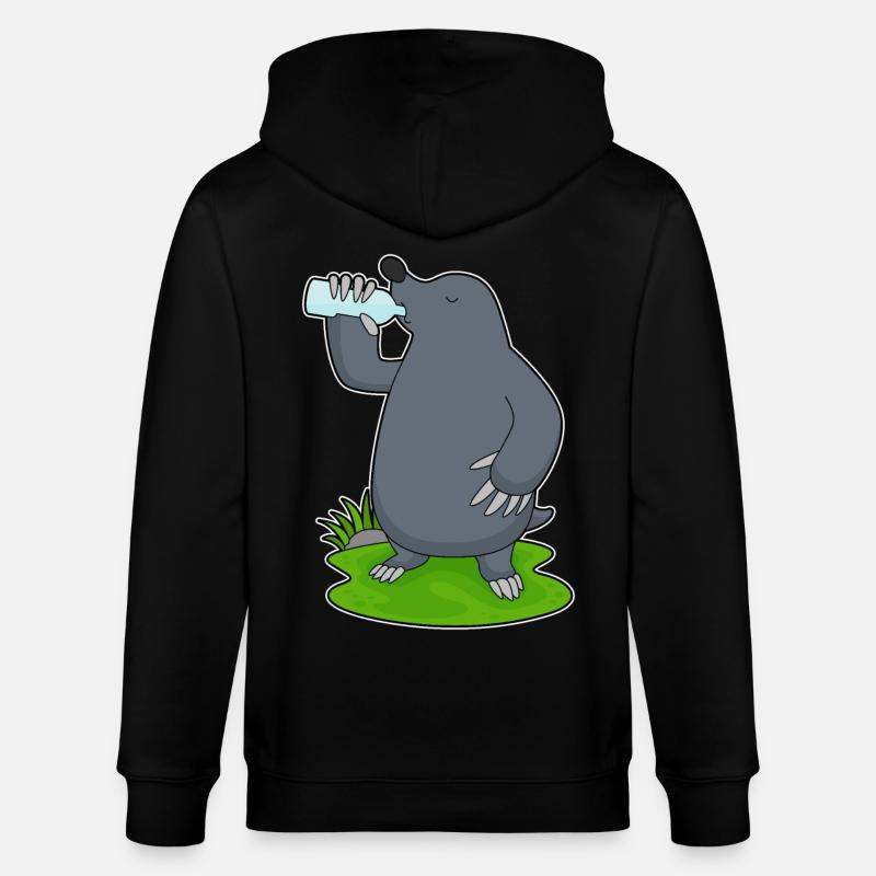 Maulwurf Wasserflasche - Stanley/Stella Unisex Bio-Kapuzenjacke CULTIVATOR - Schwarz