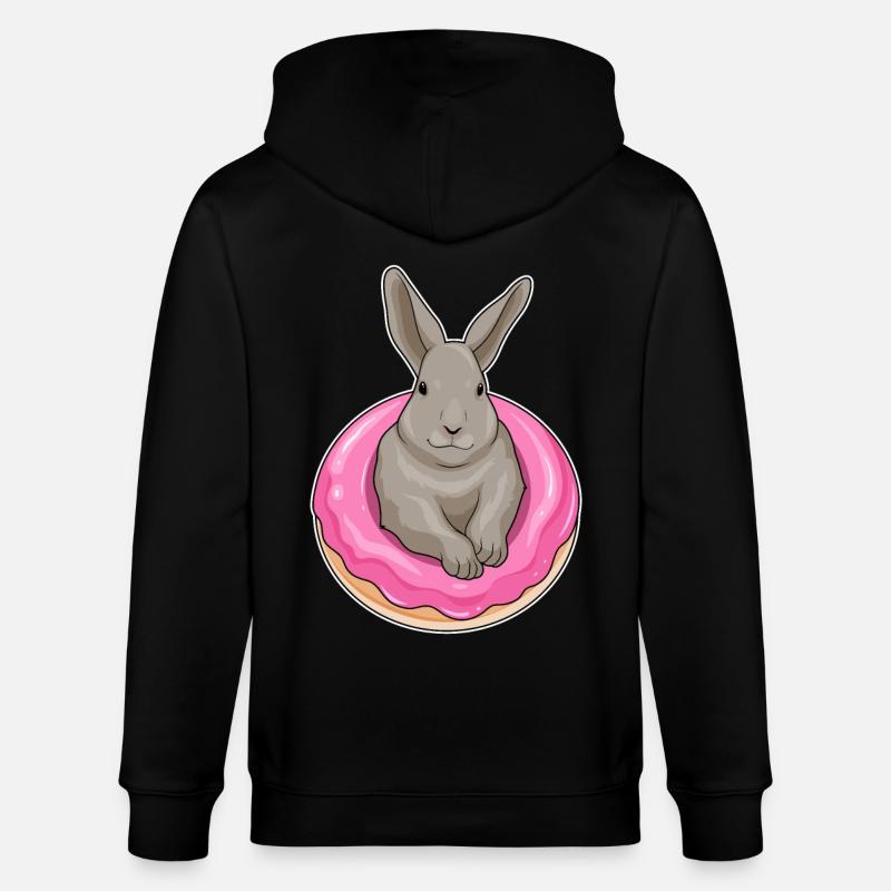 Hase Donut - Stanley/Stella Unisex Bio-Kapuzenjacke CULTIVATOR  - Schwarz