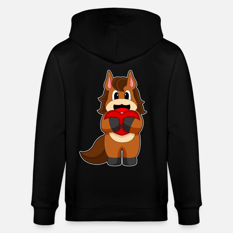 Pferd Herz - Stanley/Stella Unisex Bio-Kapuzenjacke CULTIVATOR  - Schwarz