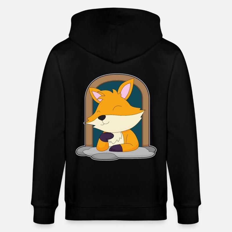 Renard dans une fenêtre - Veste à capuche bio CULTIVATOR Stanley/Stella Unisexe - noir