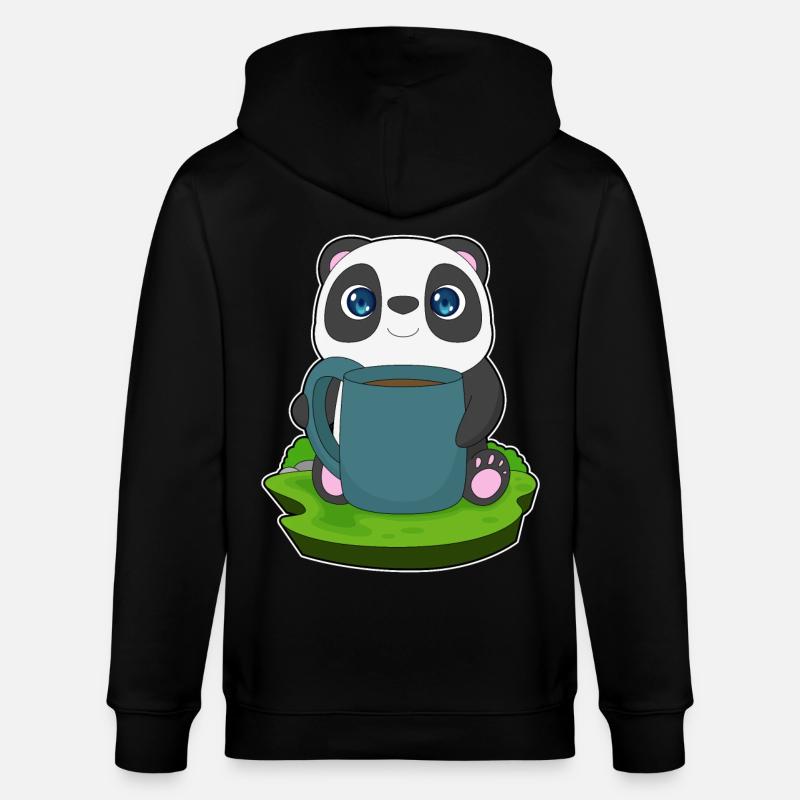 Panda Kaffee Becher - Stanley/Stella Unisex Bio-Kapuzenjacke CULTIVATOR  - Schwarz