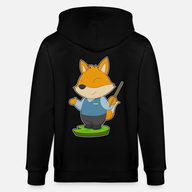 Fox Teacher Pointer - Stanley/Stella CULTIVATOR  Unisex Organic Hooded Jacket - black