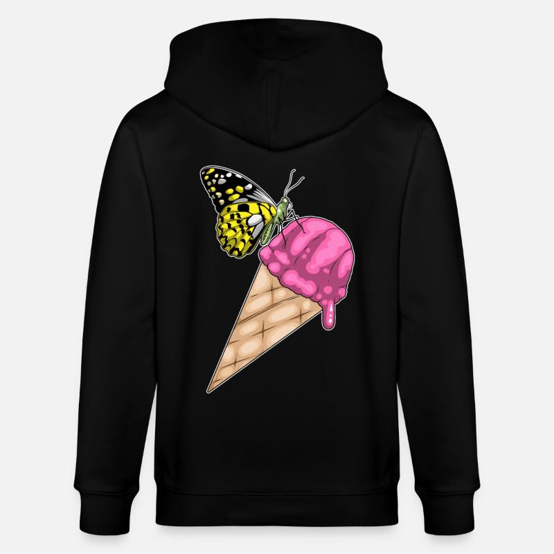 Crème glacée gaufrée papillon - Veste à capuche bio CULTIVATOR Stanley/Stella Unisexe - noir