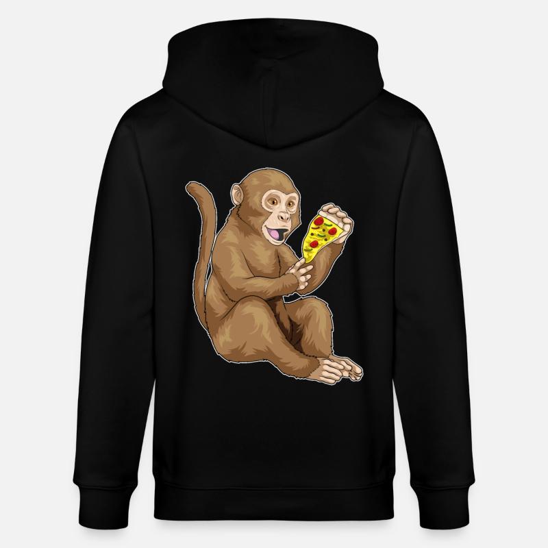 Monkey Pizza - Stanley/Stella CULTIVATOR  Unisex Organic Hooded Jacket - black
