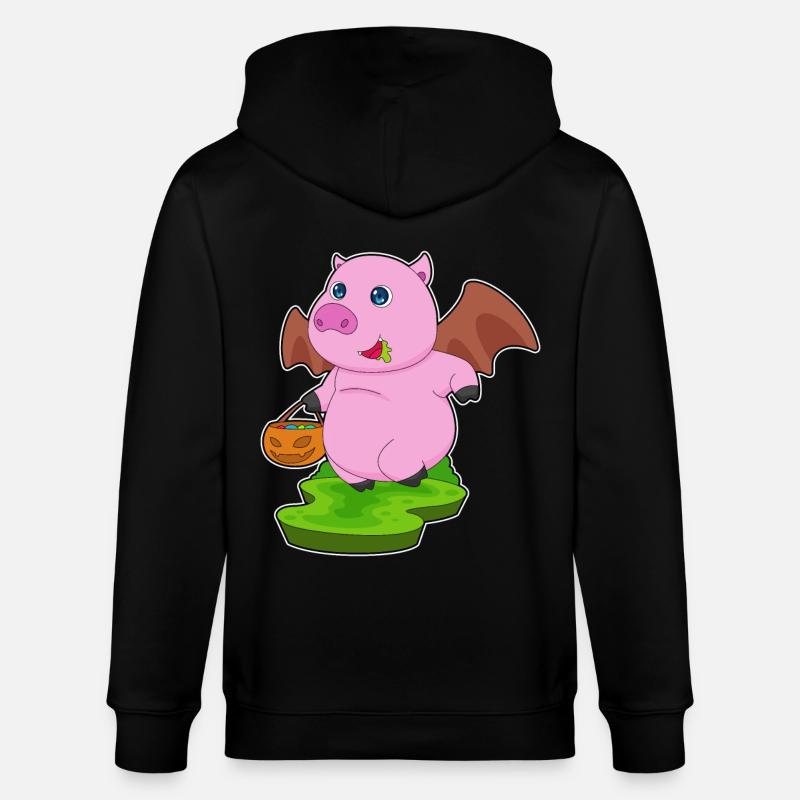 Cochon Halloween Bat - Veste à capuche bio CULTIVATOR Stanley/Stella Unisexe - noir