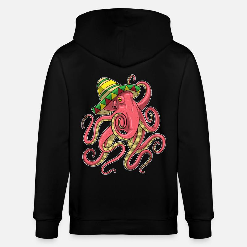 Chapeau mexicain pieuvre - Veste à capuche bio CULTIVATOR Stanley/Stella Unisexe - noir