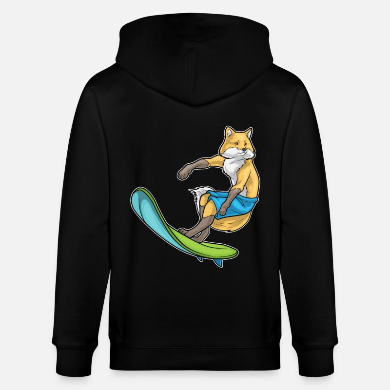 Fox Surfer Surfboard - Stanley/Stella CULTIVATOR Unisex Organic Hooded Jacket - black