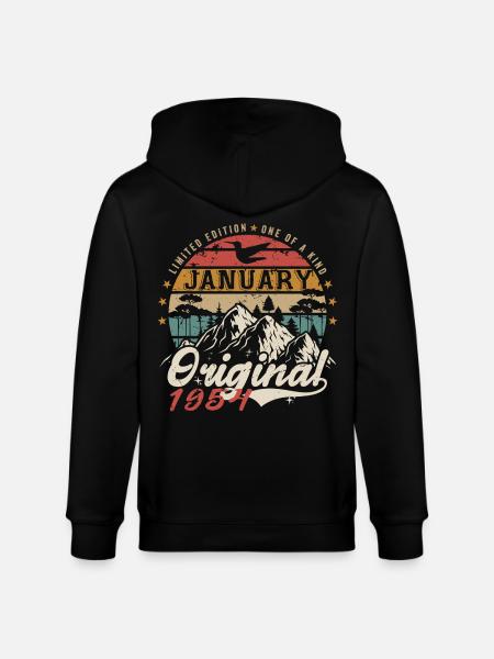 January 1954 Birthday Gift - January 1954 - Stanley/Stella CULTIVATOR  Unisex Organic Hooded Jacket - black