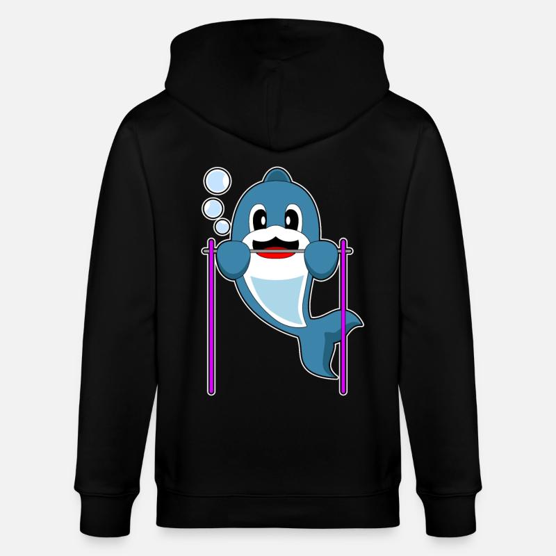 Dolphin Bodybuilder Pull-ups - Stanley/Stella CULTIVATOR  Unisex Organic Hooded Jacket - black