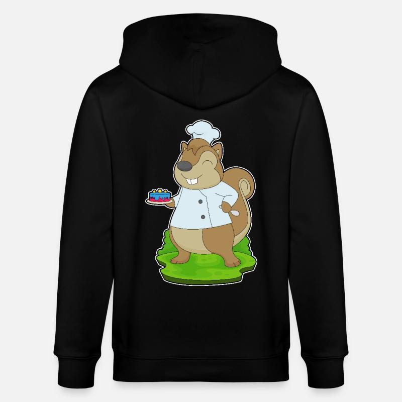 Squirrel Birthday Chef - Stanley/Stella CULTIVATOR Unisex Organic Hooded Jacket - black