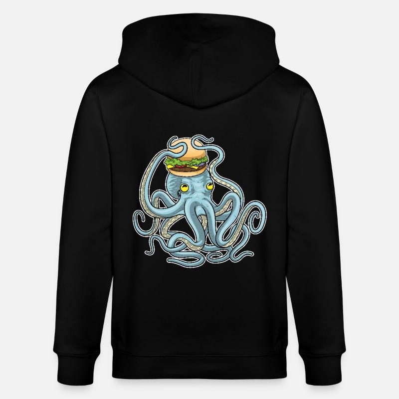 Krake Cheeseburger - Stanley/Stella Unisex Bio-Kapuzenjacke CULTIVATOR  - Schwarz