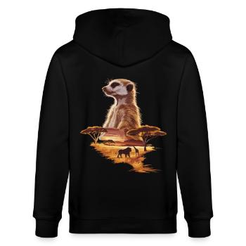 Erdmännchen in der Savanne – Afrikanische Wildlife - Stanley/Stella Unisex Bio-Kapuzenjacke CULTIVATOR  - Schwarz - Hinten - Anna (173cm)