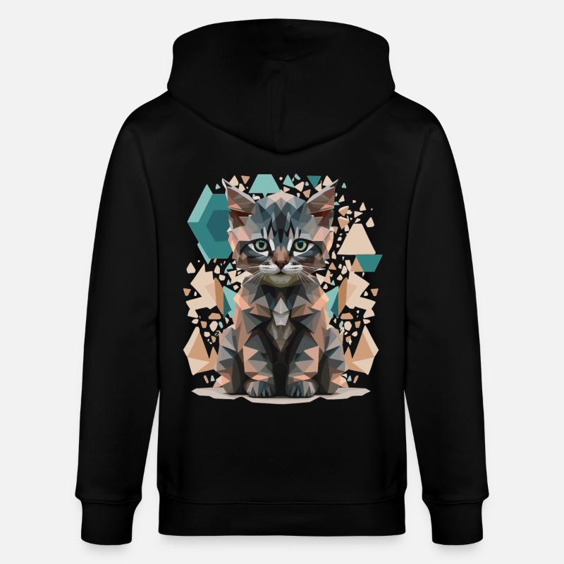 Low-Poly Katzen Kunst - Stanley/Stella Unisex Bio-Kapuzenjacke CULTIVATOR  - Schwarz