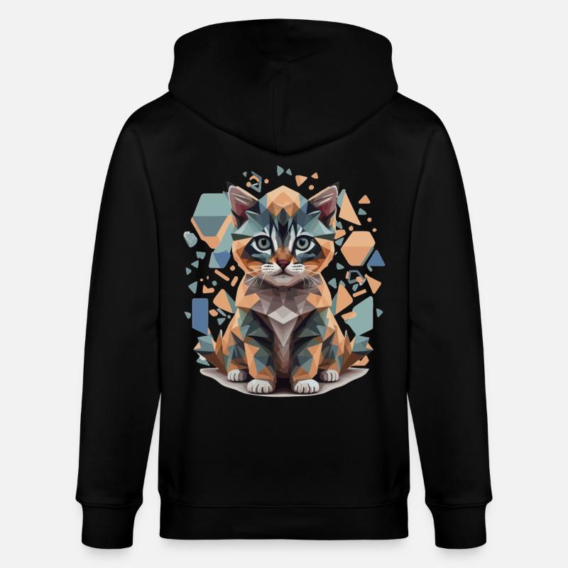 Polygone Cat Low-Poly - Veste à capuche bio CULTIVATOR Stanley/Stella Unisexe - noir