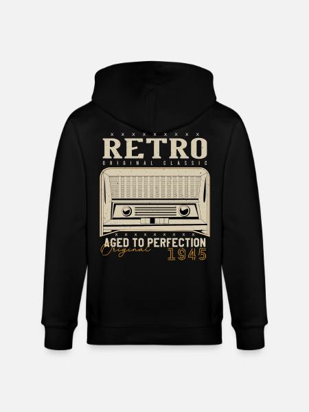 Retro 1945 Birthday Gift 1945 Vintage 1945 - Stanley/Stella CULTIVATOR  Unisex Organic Hooded Jacket - black