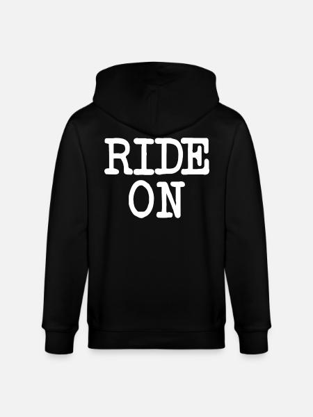 Motivational slogan RIDE ON Statement - Stanley/Stella CULTIVATOR Unisex Organic Hooded Jacket - black
