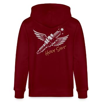 HOLY SHIT Geflügelte Zündkerze - Stanley/Stella Unisex Bio-Kapuzenjacke CULTIVATOR  - Burgunderrot - Hinten - Anna (173cm)