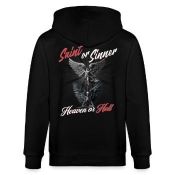 Saint or Sinner Heaven or Hell - Stanley/Stella Unisex Bio-Kapuzenjacke CULTIVATOR  - Schwarz - Hinten - Anna (173cm)
