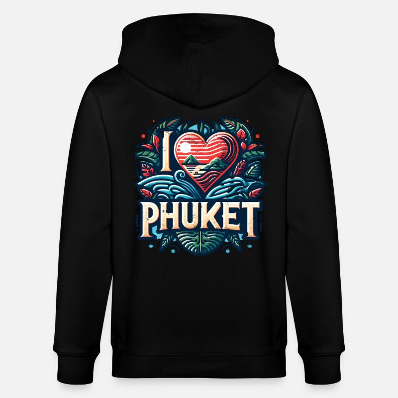I love Phuket - Stanley/Stella Unisex Bio-Kapuzenjacke CULTIVATOR - Schwarz