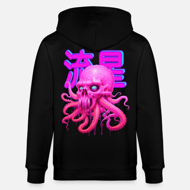 PINK OCTOPUS SCULL! - Stanley/Stella Unisex Bio-Kapuzenjacke CULTIVATOR  - Schwarz