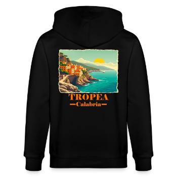 Tropea Kalabrien orange - Stanley/Stella Unisex Bio-Kapuzenjacke CULTIVATOR  - Schwarz - Hinten - Anna (173cm)