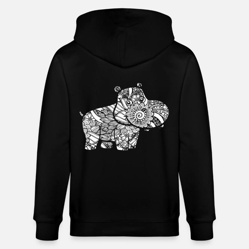 Hippo Hippo Blumenmuster - Stanley/Stella Unisex Bio-Kapuzenjacke CULTIVATOR - Schwarz